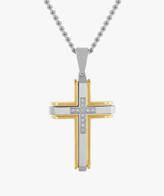 KuberBox 14KT Yellow Gold Divine Cross Pendant for Men/Women