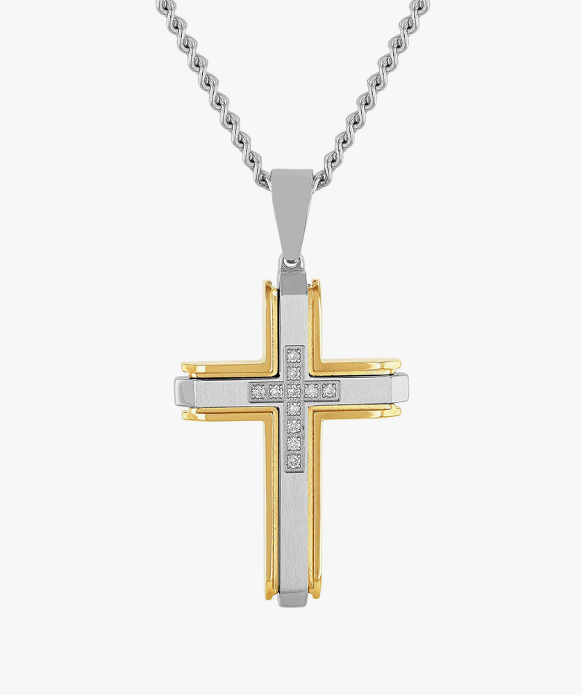 KuberBox 14KT Yellow Gold Divine Cross Pendant for Men/Women